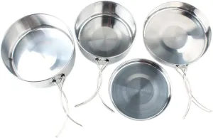 4pcs Stainless Steel Cookware Camping and Outdoor Cooking Portable Kitchenware for Hiking and Backpacking and Lightweight Cookware People