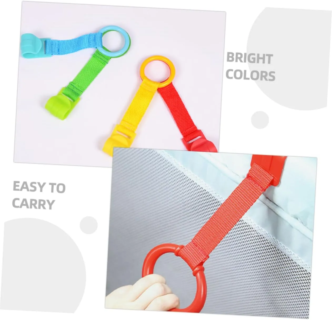 4sets Playpen Pull up Rings Baby Toddler Hand Pull Ring Baby Supplies Learning Tool 4pcs*4