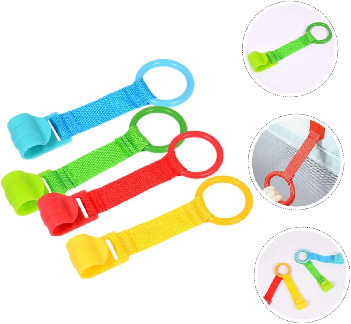 4sets Playpen Pull up Rings Baby Toddler Hand Pull Ring Baby Supplies Learning Tool 4pcs*4