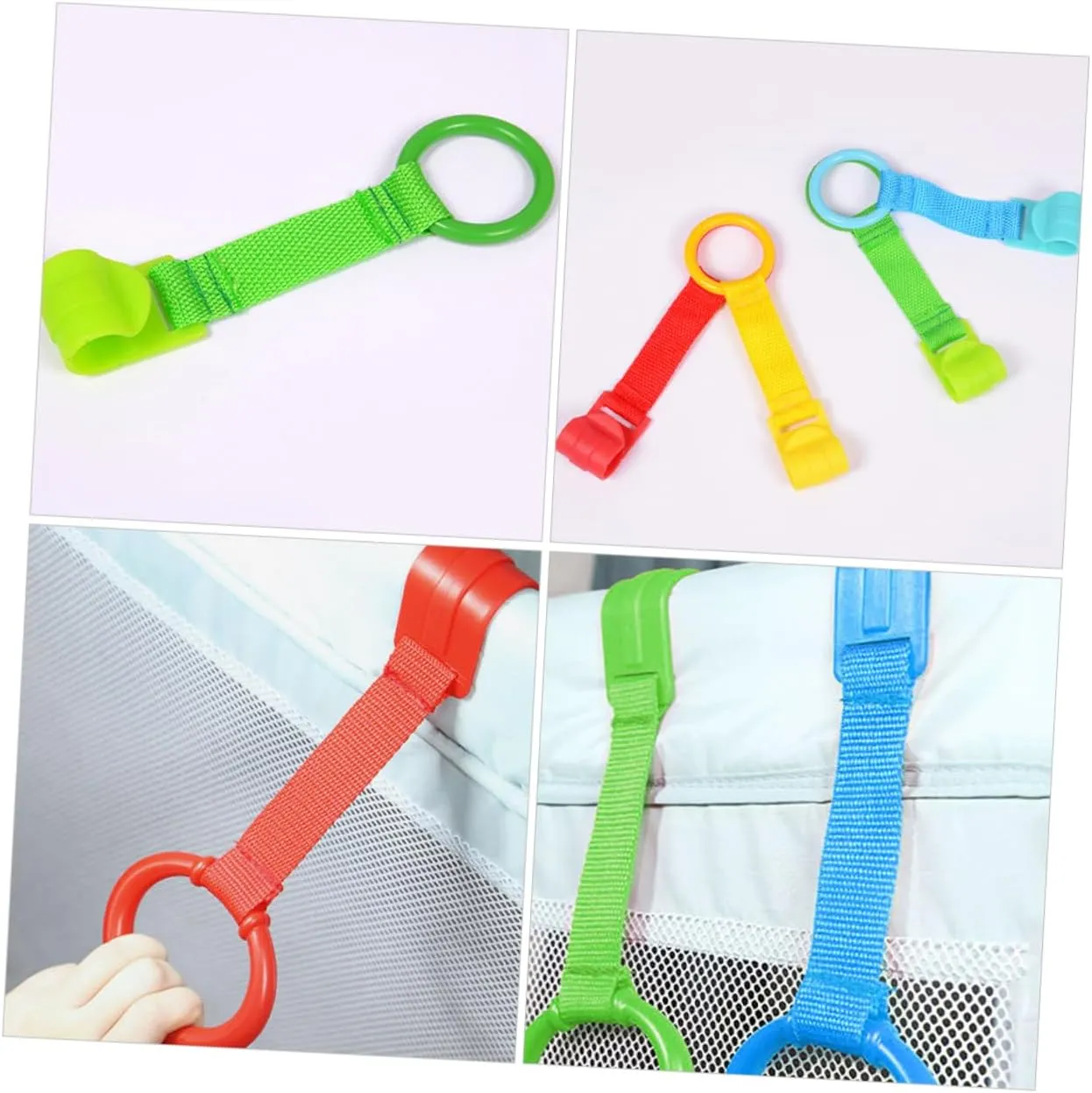 4sets Playpen Pull up Rings Baby Toddler Hand Pull Ring Baby Supplies Learning Tool 4pcs*4