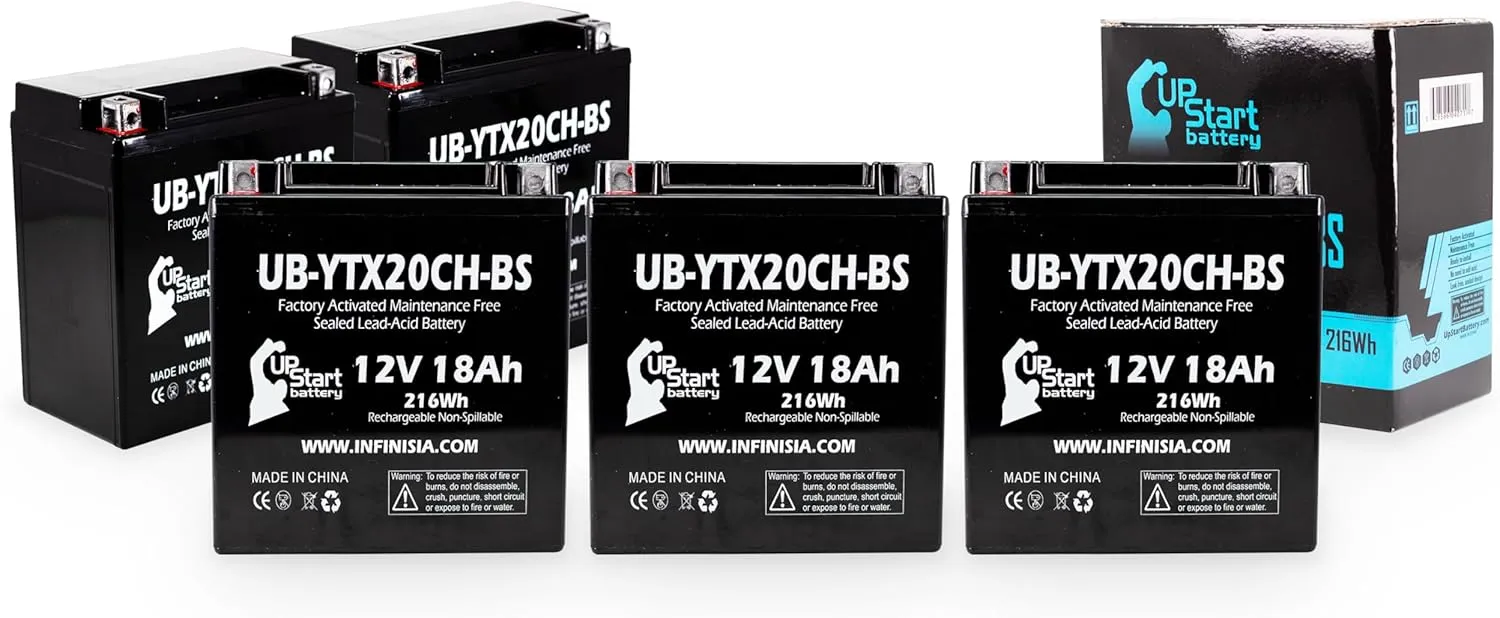 5-Pack UB-YTX20CH-BS Battery Replacement for 2010 Piaggio-Gilera Fuoco 500ie 500 CC Scooter - Factory Activated, Maintenance Free, Motorcycle Battery - 12V, 18AH, UpStart Battery Brand