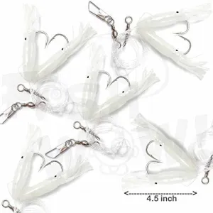 5 Packs - 4.5" Fishing Ling Cod Rig Twin Bulb Squids Rockfish lingcod Soft Lure - Glow in The Dark
