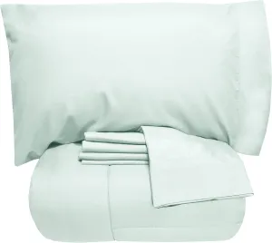 5 Piece King Comforter Set All Season Soft Down Alternative Blanket & Luxurious Cotton Fits Mattress Up to 18" Deep Pocket Bed 4 Piece Sheet Set Sky Blue