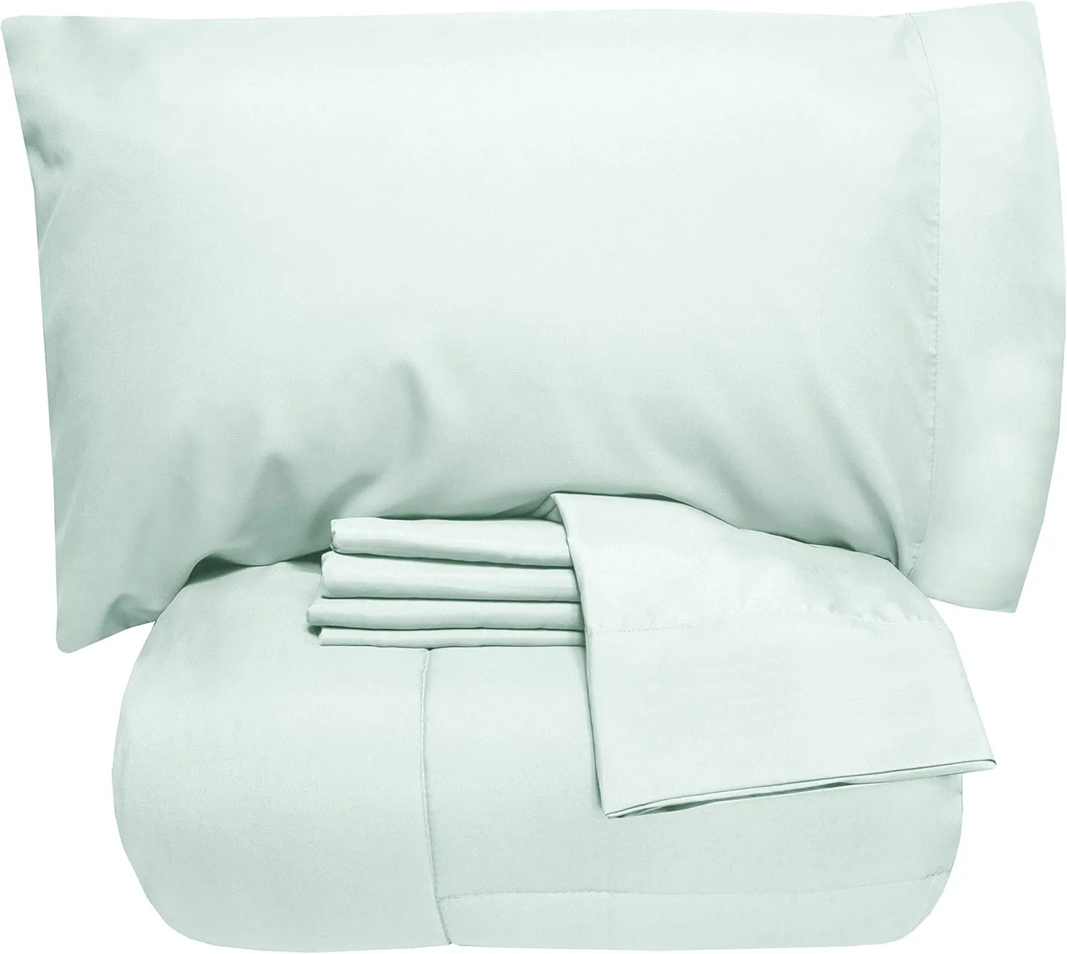 5 Piece King Comforter Set All Season Soft Down Alternative Blanket & Luxurious Cotton Fits Mattress Up to 18" Deep Pocket Bed 4 Piece Sheet Set Sky Blue