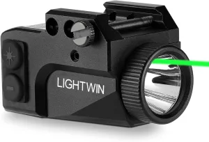 500/600 Lumens Pistol Light, Green Laser Light Combo for Picatinny Rail Mounted, Tactical Flashlight with Green Beam for Pistol, Strobe&Steady for Flashlight