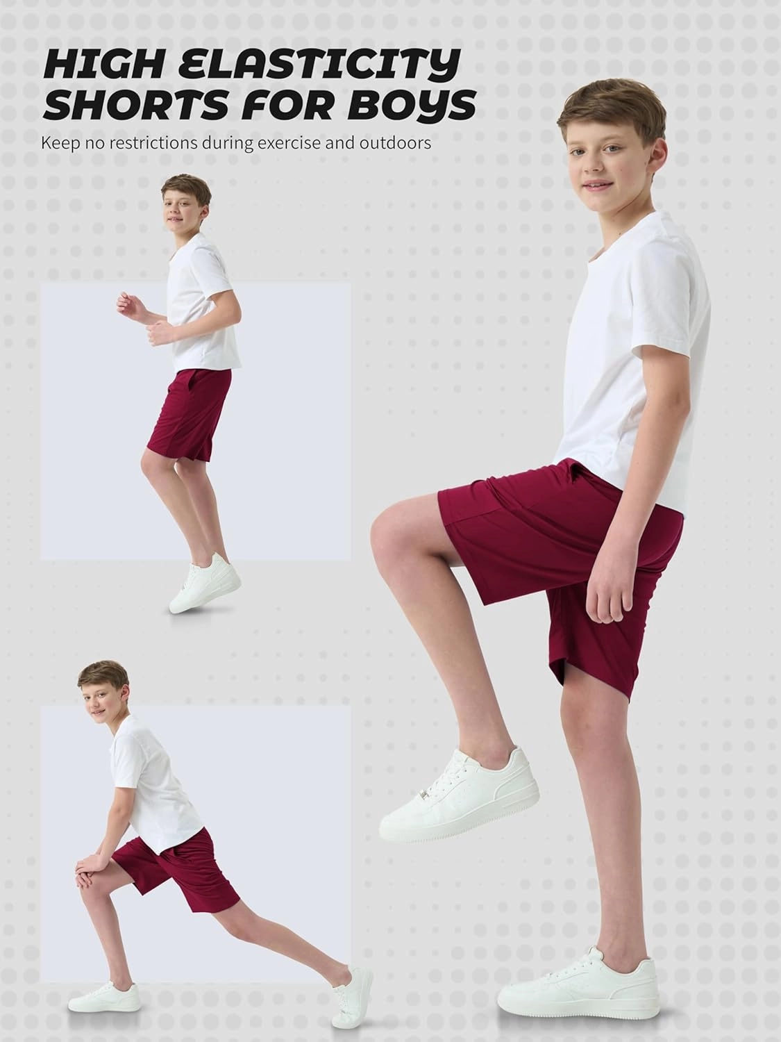 5-Pack Boys Athletic Shorts with Pockets, Dry-Fit Basketball Soccer Shorts for Youth & Kids Outdoor