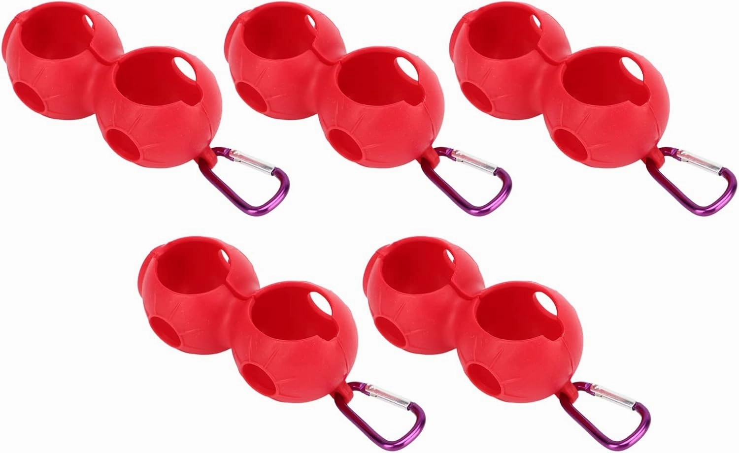 5Pcs Golf Ball Silicone Double Case Cover, Portable Protective Holder for Golf Balls, Wear Resistant and Anti Falling, Convenient to Carry with Buckle, Sturdy Silicone Material