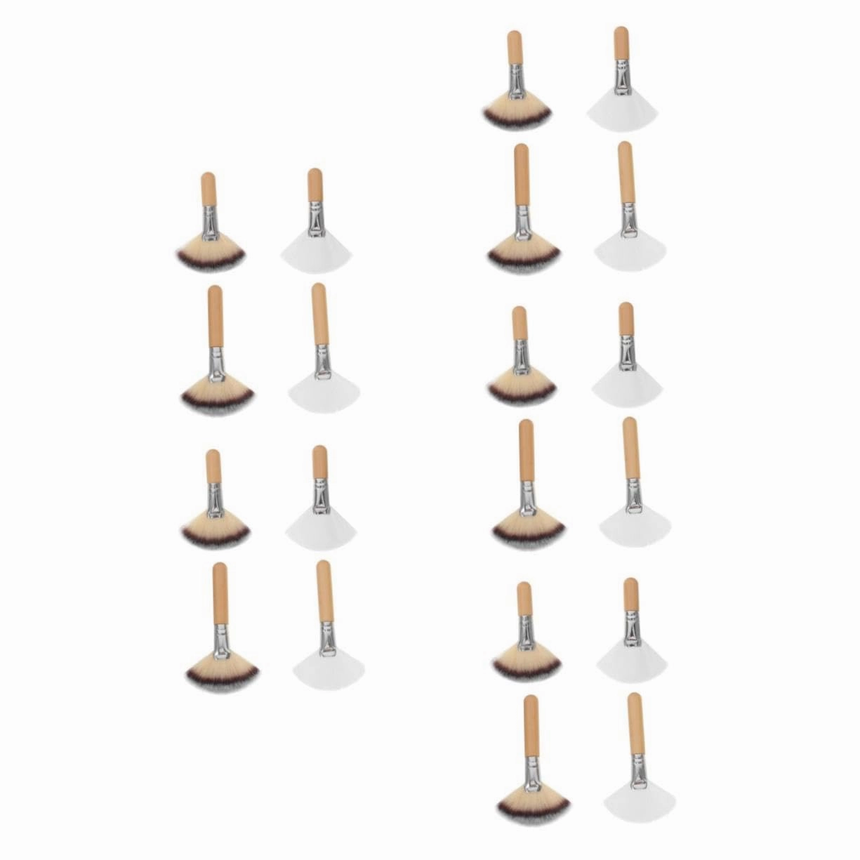5sets Fluffy Fan Makeup Brush Set for Women Long Handle Facial Brush for Powder Foundation Blush Concealer Sturdy Handle Silky Touch 4pcs*5