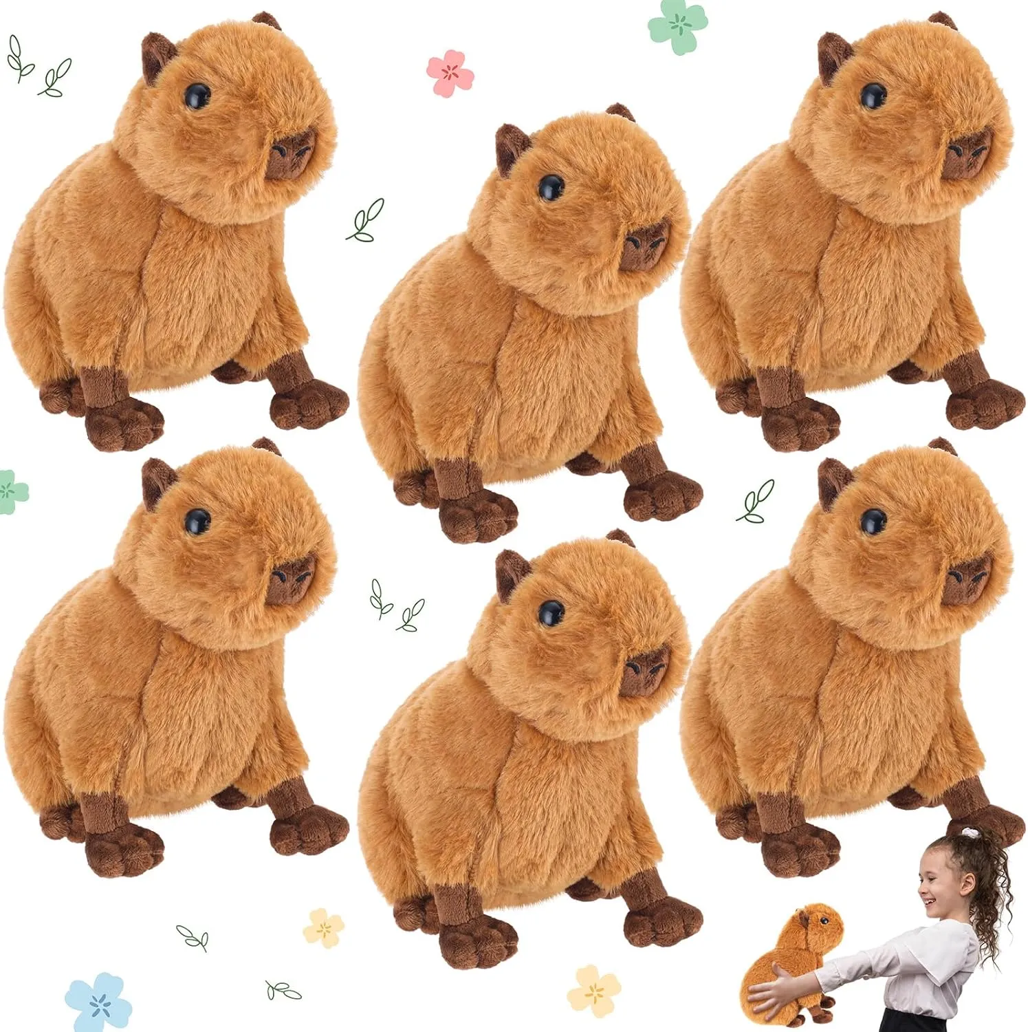 6 Pcs Capybara Stuffed Animal 7.48 Inches Capybara Plushie Animal Plushies Stuffed Capybara Cute Soft Capybara Plush Toys for Animal Themed Parties Teacher Student Boys Girls Award