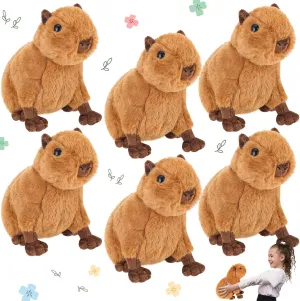 6 Pcs Capybara Stuffed Animal 7.48 Inches Capybara Plushie Animal Plushies Stuffed Capybara Cute Soft Capybara Plush Toys for Animal Themed Parties Teacher Student Boys Girls Award