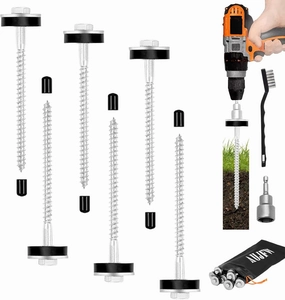 6 Pcs 6.2" Hex Pegs Drillable Threaded Tent Pegs Or Tent Stakes, Screw in Tent Pegs Stakes for Garden Canopies Grassland Canopies Awnings Camping Travel (Hex Tool and Storage Bag)
