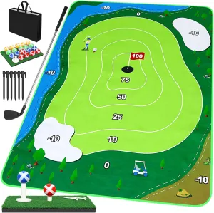 6x5Ft Chipping Mat, Battle Royale Golf Set with Hitting Mat, 20 Grip Balls, Backyard Golf Games for Adults Family Outdoor Indoor