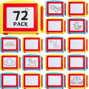72 Pcs Mini Magnetic Drawing Board for Kids, Erasable Doodle Travel Size Writing Small Painting Sketching Pad Toddlers Baby Activity Games, 2 Style, 6 x 4.75 Inch