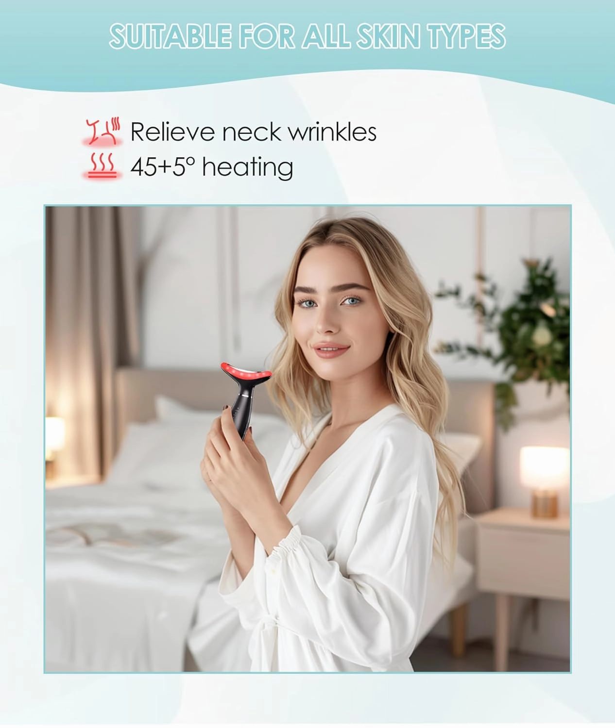 7 Color Neck Face Massager - Facial Massager Tool for Skin Care at Home, Vibrating Face Massager with Thermals, Galvanic Machines Black