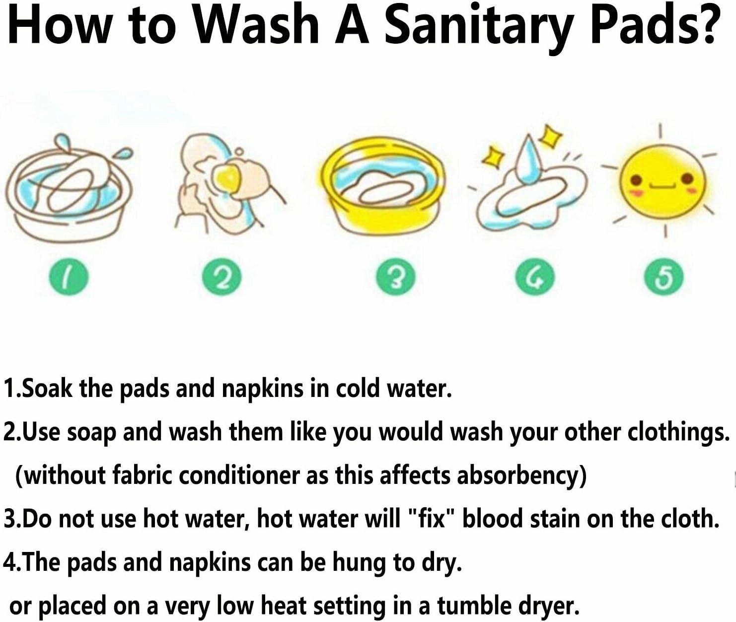 7PCS Pack Washable Cloth Pads Including 6PCS Heavy Flow Feminine Hygiene Bamboo Charcoal Cloth Mama Reusable Menstrual Pads Reusable Sanitary Napkins Pad   1PC Mini Wet Bag