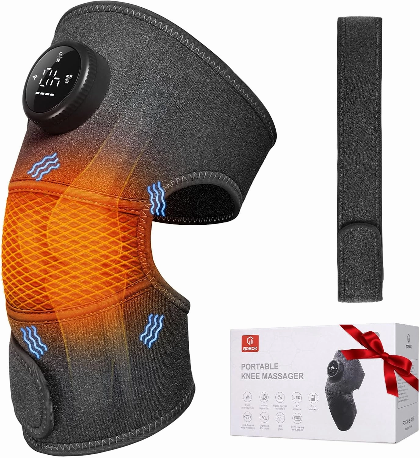 8 Modes&20 Intensities Cordless Knee Massager with Heat [2025 Upgraded]FSA HSA Eligible,Knee Brace for Arthritis Pain Relief,Muscle Relaxation,Heating Pad for Knee Shoulder Elbow,Gift for Father(Gray）
