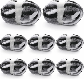 8 Pcs Chunky Yarn for Hand Knitting - Chunky Chenille Yarn for Crocheting - Fluffy Yarn for Crochet - Jumbo Yarn for Hand Knitting 227 yds 61.6 oz of Super Bulky Yarn (Black-White-Grey)