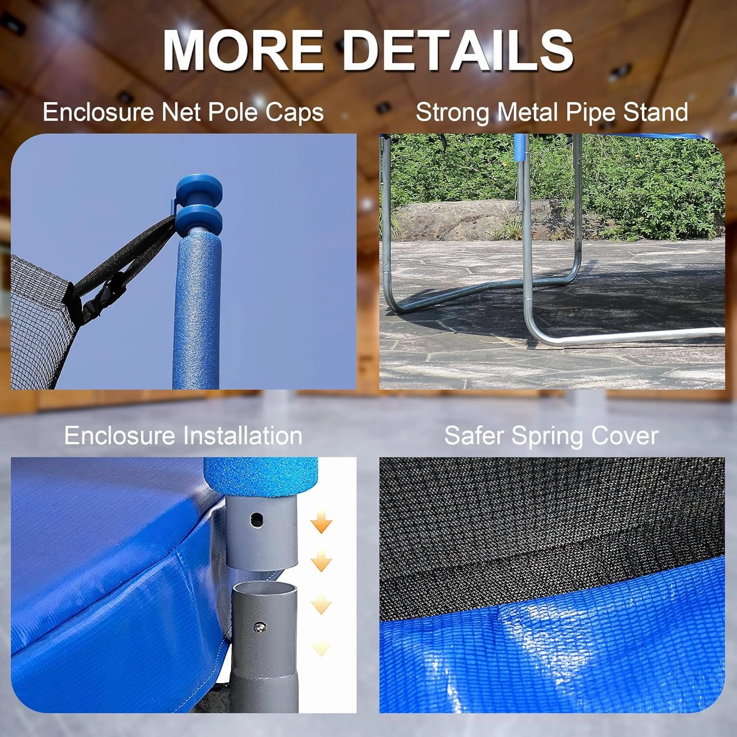8FT 10FT 12FT 14FT Trampoline with Enclosure Net Outdoor Jump Rectangle Trampoline - ASTM Approved-Combo Bounce Exercise Trampoline PVC Spring Cover Padding for Kids and Adults