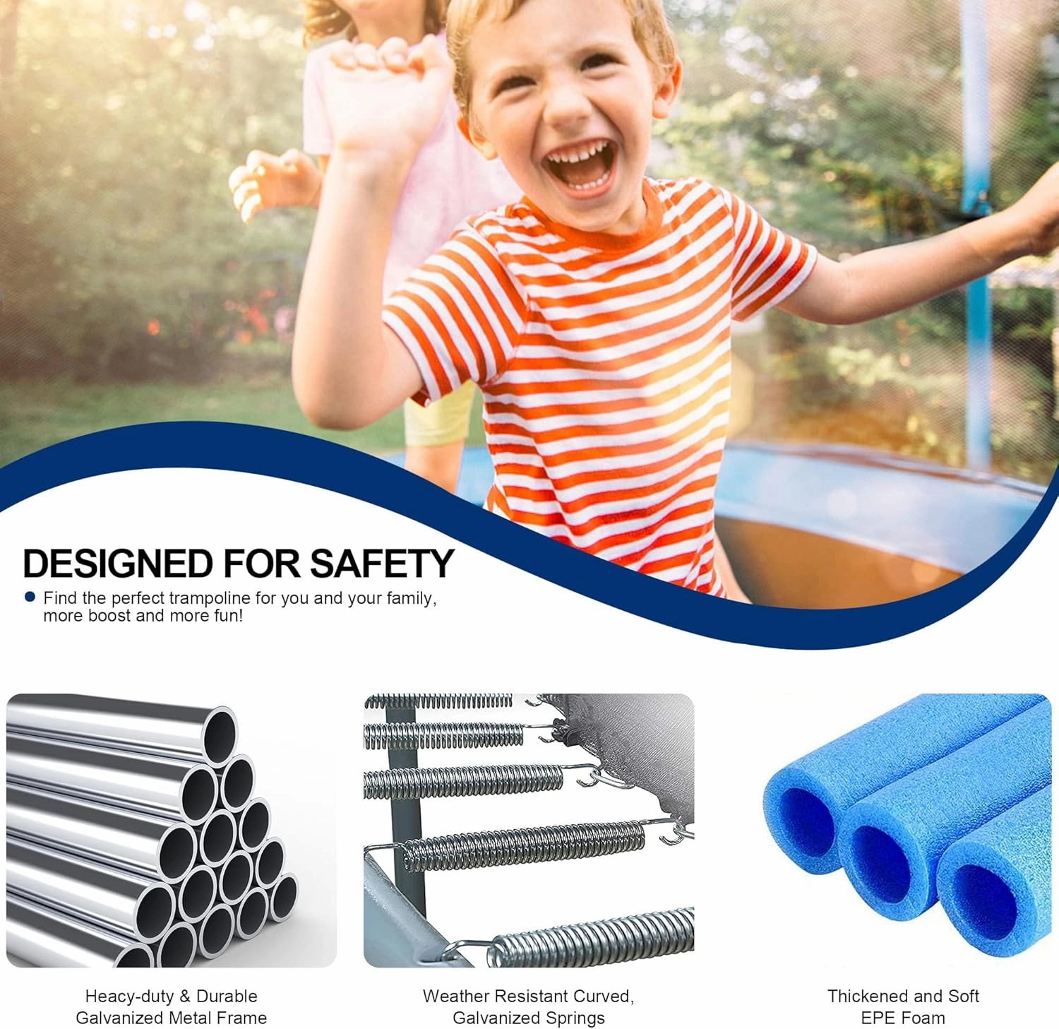 8FT 10FT 12FT 14FT Trampoline with Enclosure Net Outdoor Jump Rectangle Trampoline - ASTM Approved-Combo Bounce Exercise Trampoline PVC Spring Cover Padding for Kids and Adults