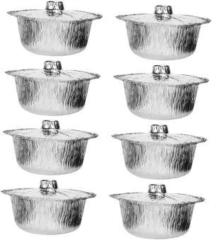 8pcs Disposable Aluminum Foil Pots with Recyclable Camping Cookware for Freezing Air Frying Baking and Bbq Lightweight Food Containers for Travel and Outdoor Use