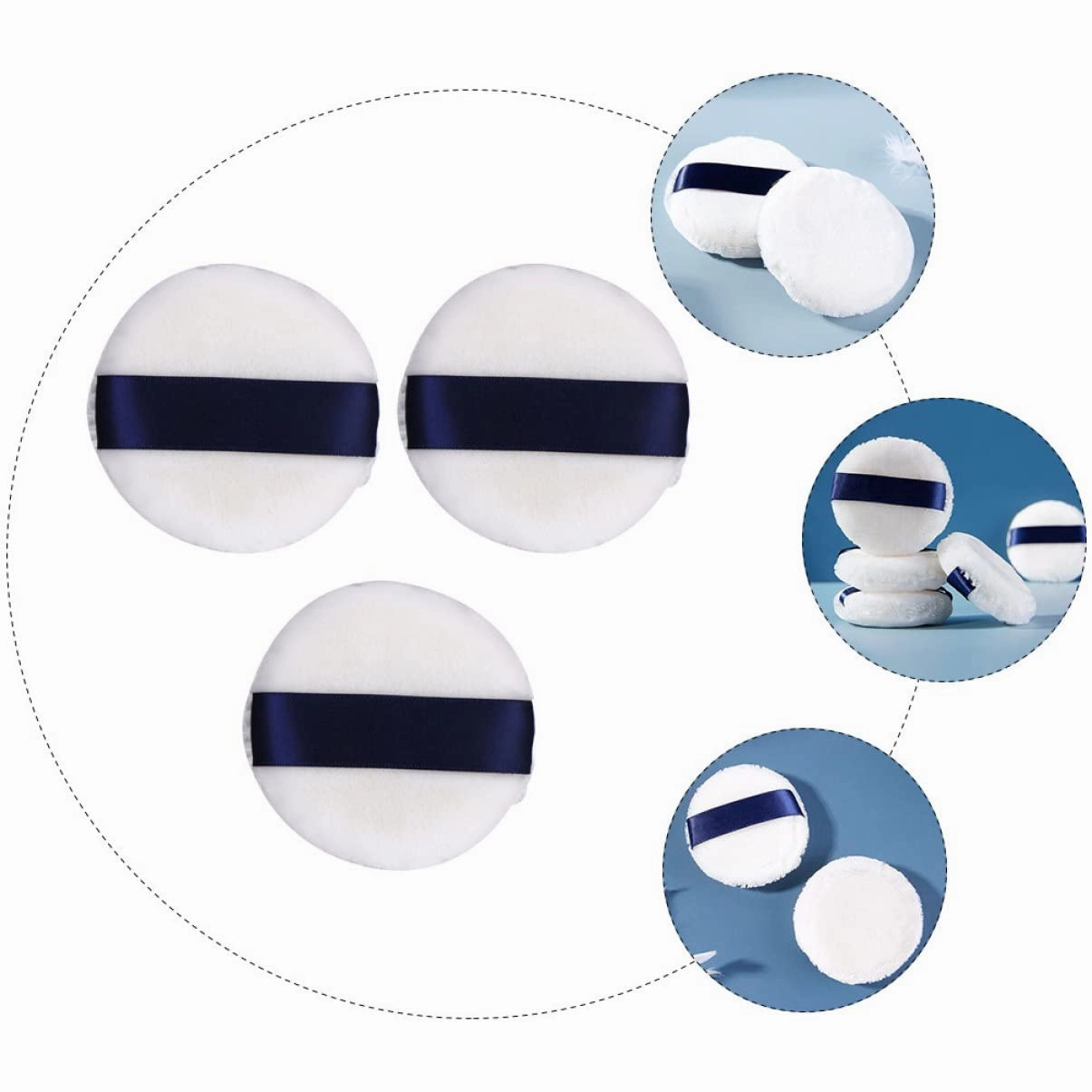 9pcs Fluffy Puff for Makeup Soft Dual-sided Velour Applicators for Loose Foundation Blusher and Highlighter for Both Use