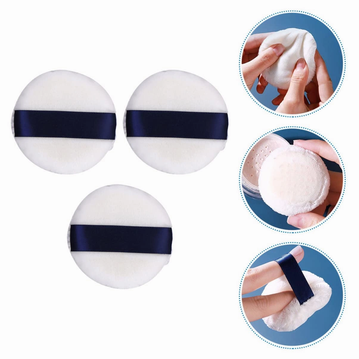 9pcs Fluffy Puff for Makeup Soft Dual-sided Velour Applicators for Loose Foundation Blusher and Highlighter for Both Use