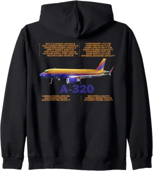 A-320 Airplane Aviation Jet ! 320 Zip Hoodie