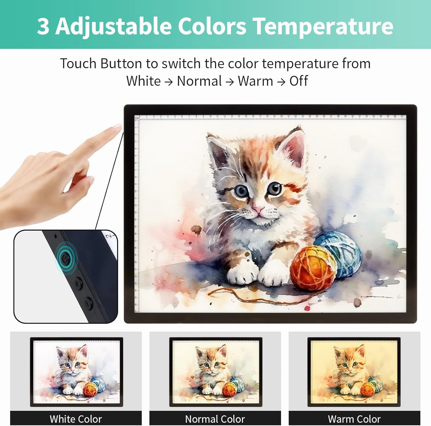 A3 Light Pad with Carry Bag - Battery Powered Diamond Painting Light Board, 3 Colours 6 Levels Brightness Tracing Light Box, Portable Rechargeable LED Light Pad for Weeding Vinyl Drawing