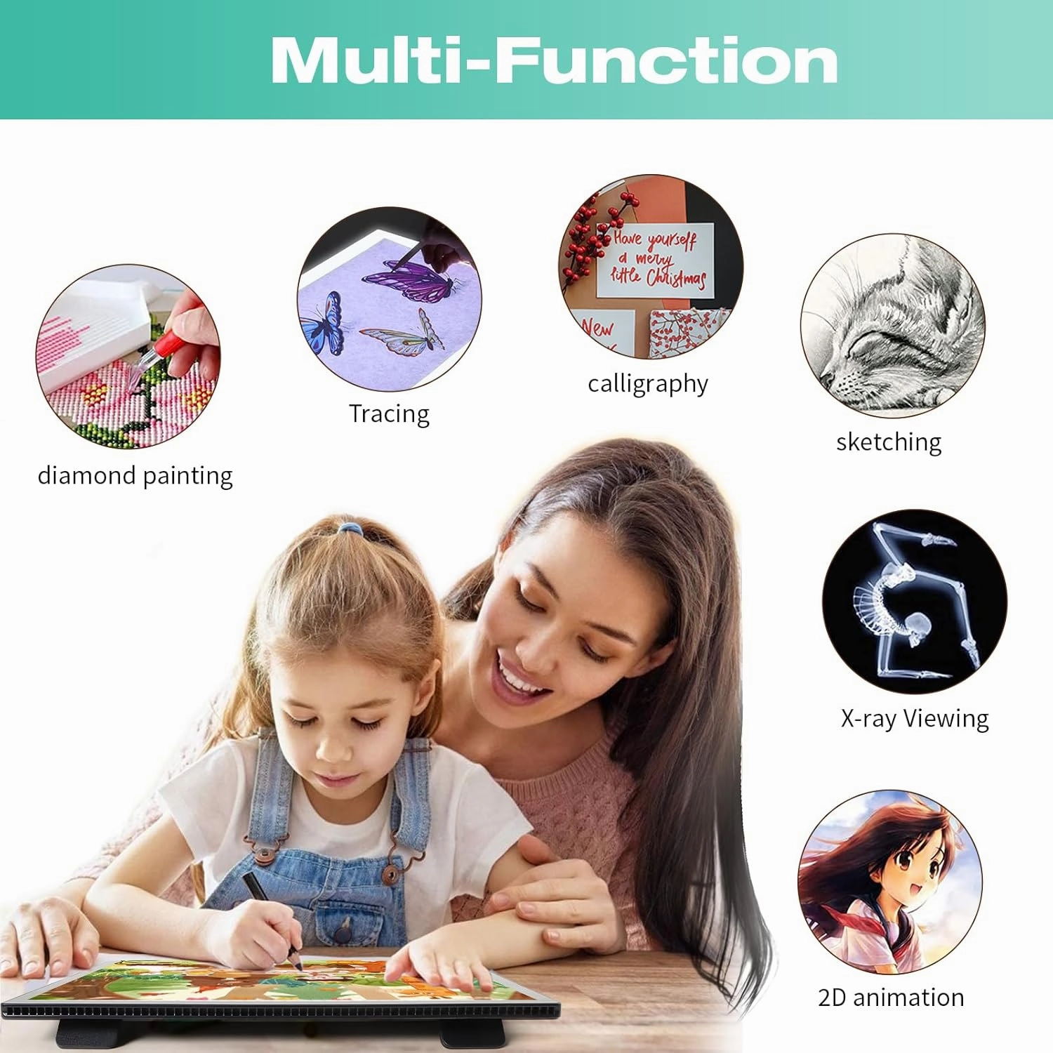 A3 Light Pad with Carry Bag - Battery Powered Diamond Painting Light Board, 3 Colours 6 Levels Brightness Tracing Light Box, Portable Rechargeable LED Light Pad for Weeding Vinyl Drawing