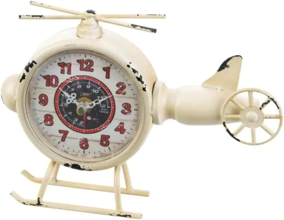 Accent Plus White Helicopter Desk Clock 9.5x2x7