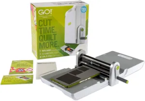 AccuQuilt GO! Fabric Cutter Starter Set including the GO! Fabric Cutter, Original Handle, GO! Value Fabric Cutting Die, GO! 6” x 12” Cutting Mat, 20 Pg Pattern Book, and Die Pick.