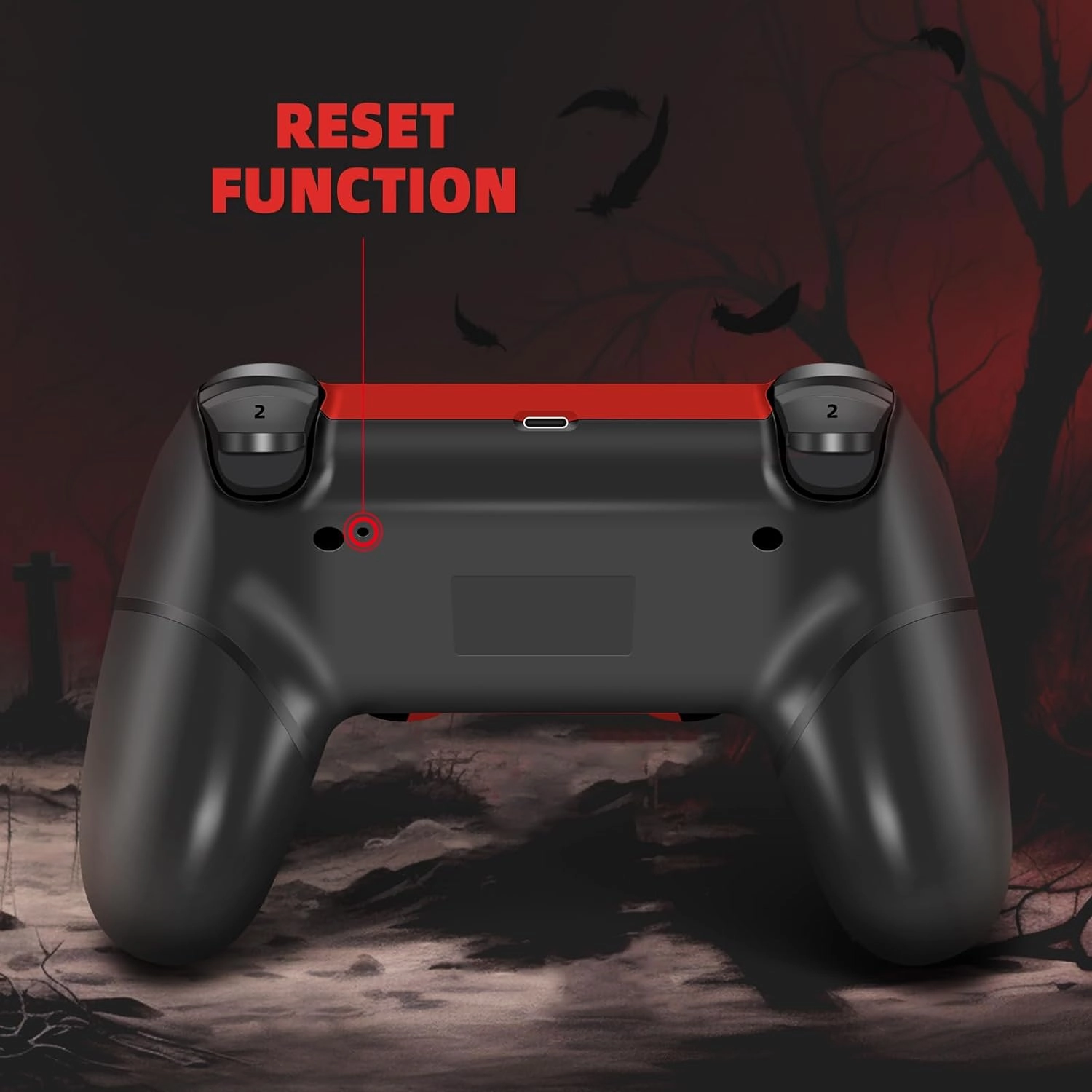 AceGamer Wireless Controller for PS4 Compatible with PS4/Slim/Pro, FTFVaska Gamepad with Enhanced Dual Vibration/Analog Sticks/6-Axis Motion Sensor/Charging Cable/Thumb Caps! (Red Cloudy)