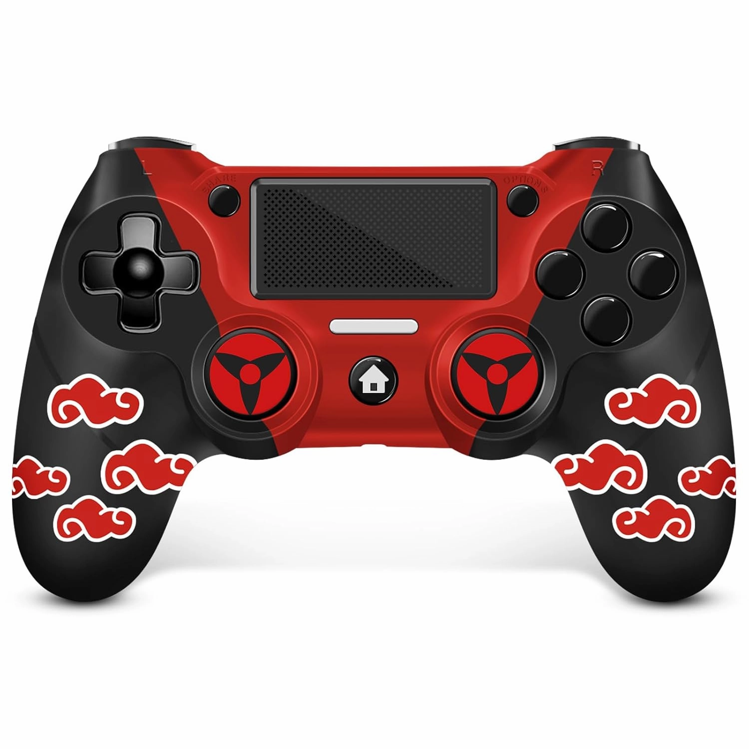 AceGamer Wireless Controller for PS4 Compatible with PS4/Slim/Pro, FTFVaska Gamepad with Enhanced Dual Vibration/Analog Sticks/6-Axis Motion Sensor/Charging Cable/Thumb Caps! (Red Cloudy)