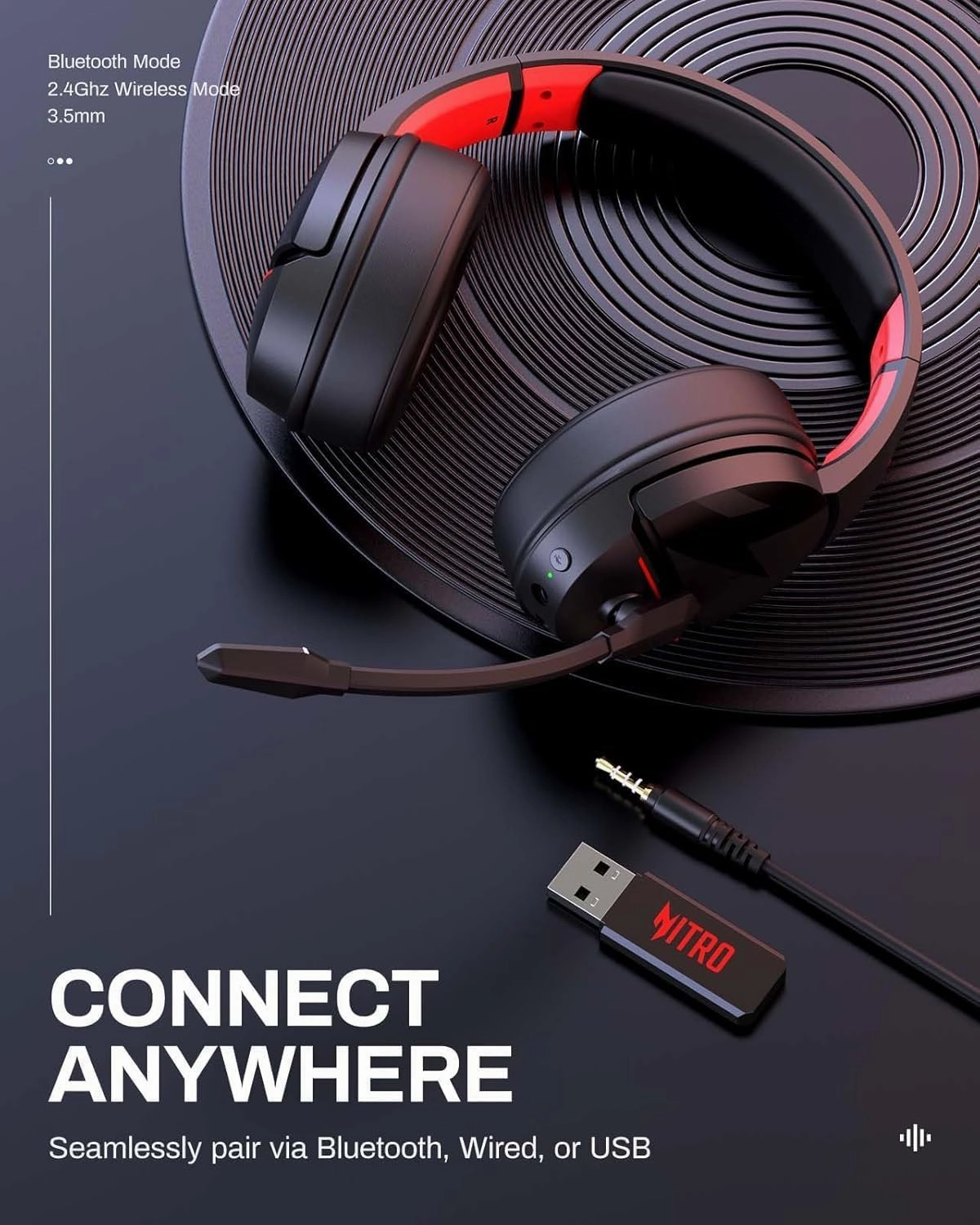 acer PS5 Headset | Non-Stop 100H Battery | Dynamic 50mm Drivers | Clear Voice Mic | Bluetooth5.3, 3.5mm | Gaming Headphones for PC, Meeting, Music, PS4 & Wireless Gaming Headset