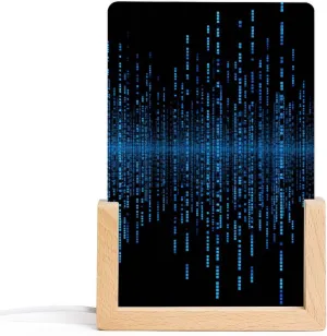 Acrylic Night Light Mirror Night LightThe Blue Binary Matrix Bedroom Night Light Smart Night Light Rechargeable Night Light