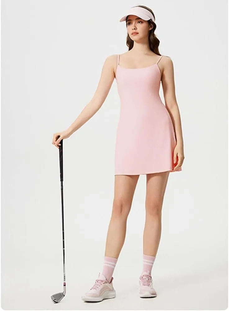 Active Dresses with Shorts, Athletic Dress with Built-In Bra and Shorts, Summer Dresses for Women with Pockets