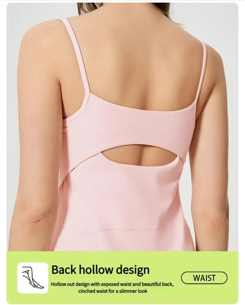 Active Dresses with Shorts, Athletic Dress with Built-In Bra and Shorts, Summer Dresses for Women with Pockets