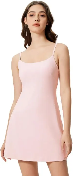 Active Dresses with Shorts, Athletic Dress with Built-In Bra and Shorts, Summer Dresses for Women with Pockets