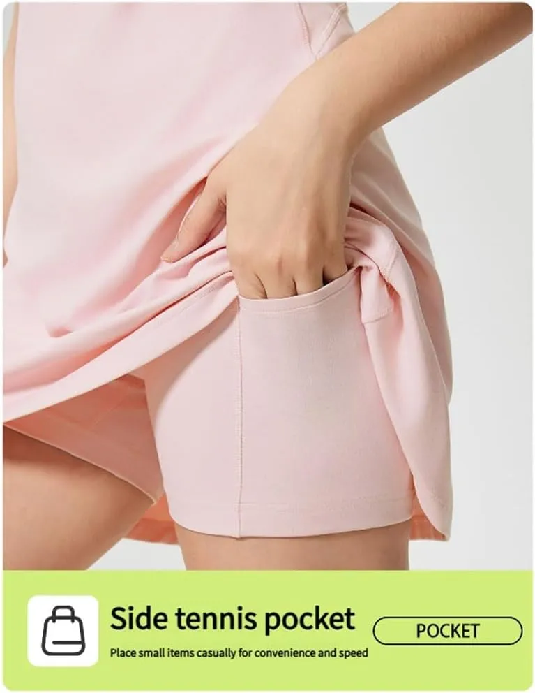 Active Dresses with Shorts, Athletic Dress with Built-In Bra and Shorts, Summer Dresses for Women with Pockets