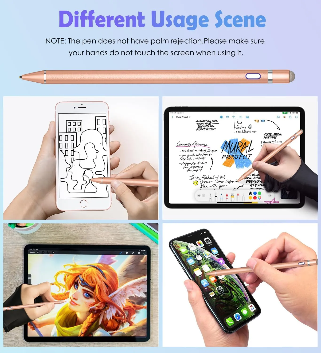 Active Stylus Pen for Touch Screens,Dual Pen Tips for Drawing &Writing, High Precise Universal Digital Pencil for A-pple i-Phone 16/15/14/13/12/11/X/8,Tablet/Phone/Sam-Sung/K-indle,i-Pad Air/Pro/Mini