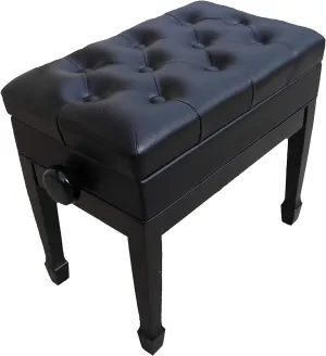 Adjustable Artist Piano Bench Stool in Ebony with Music Storage
