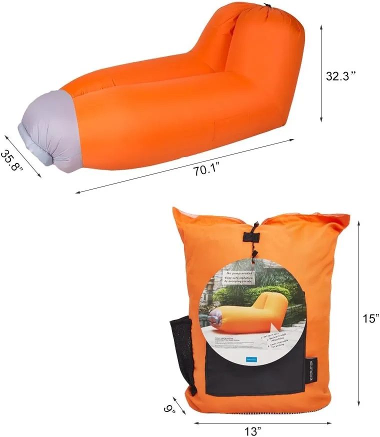 Adjustable Backrest Air Bed Sofa Inflatable Portable Hangout Sofa with Carry Bag Perfect for Camping Park Hiking Travelling Picnics Pool Music Festivals