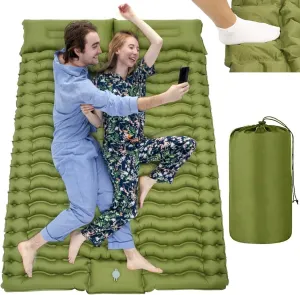 Adjustable Pillow, 78.7 X 55 X 3.9 Inches Inflatable Double Sleeping Pad for Camping with Inflating Foot Pump, Self, Backpacking, Hiking, Traveling, Climbing