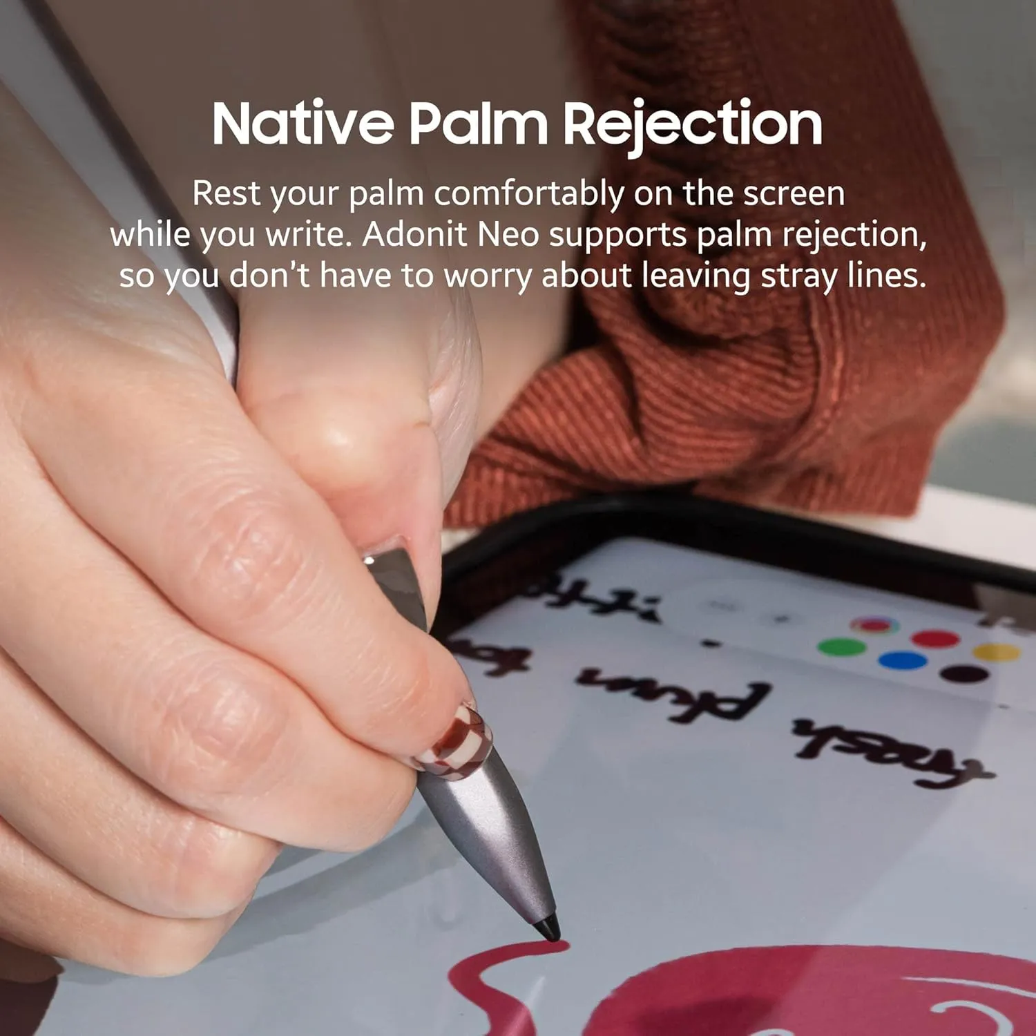 Adonit Neo(Matte Silver) Magnetically Attachable iPad Pen Palm Rejection Pencil for Writing/Drawing Stylus Compatible w iPad Air 4th/3rd gen, iPad Mini 6/5th gen, iPad 9/8/7/6th gen, iPad Pro 11/12.9"