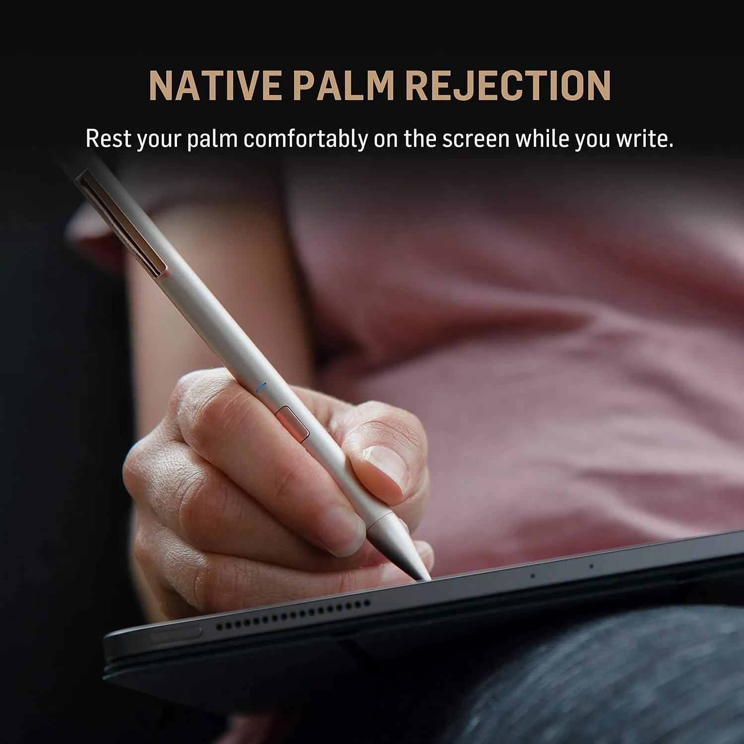 Adonit Note (Gold) Stylus Pen for iPad Writing/Drawing with Palm Rejection, Active Pencil Compatible with iPad Air 4/3rd gen, iPad Mini 6/5th gen, iPad 9/8/7/6th gen, iPad Pro (2018-2021),11/12.9"