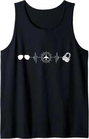Airplane Pilot Heartbeat, Pilot For Men Women, Aviation Tank Top