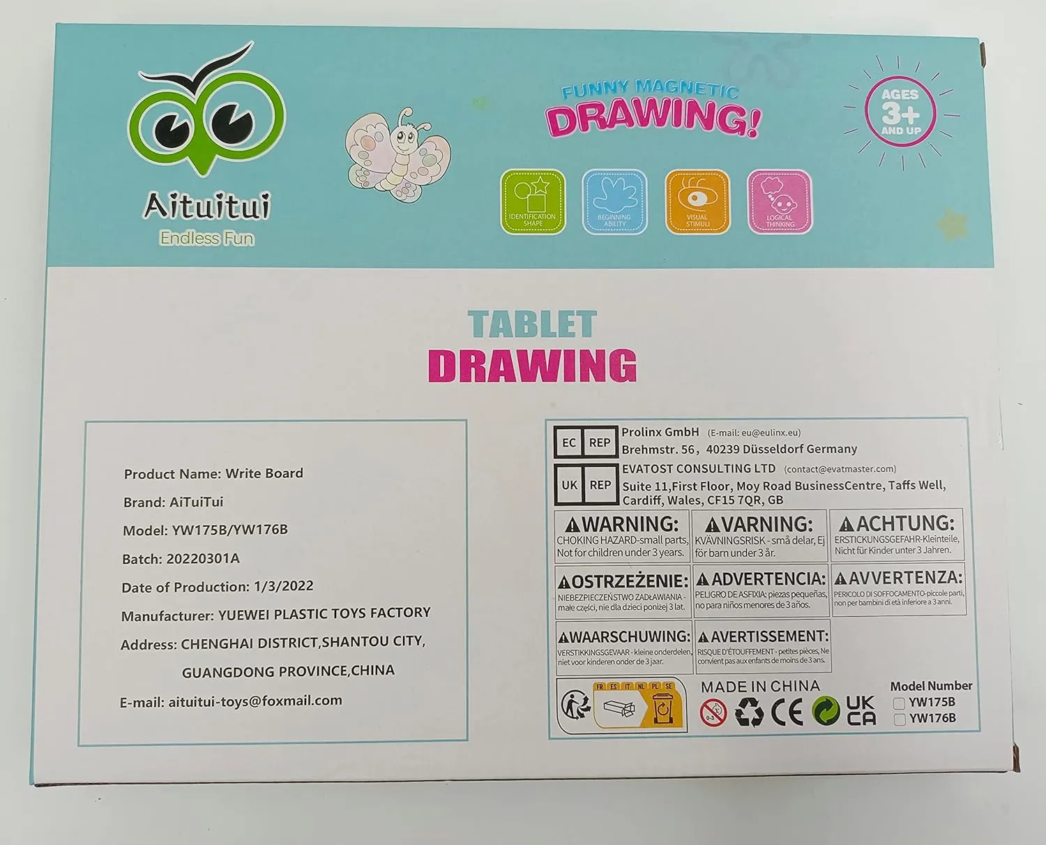 AiTuiTui Magnetic Drawing Board Toddler Toys for 3 4 5 Years Old, Travel Size Erasable Doodle Sketching Writing Pad for Kids in Car, Early Education Learning Skill Development Toddler Toys