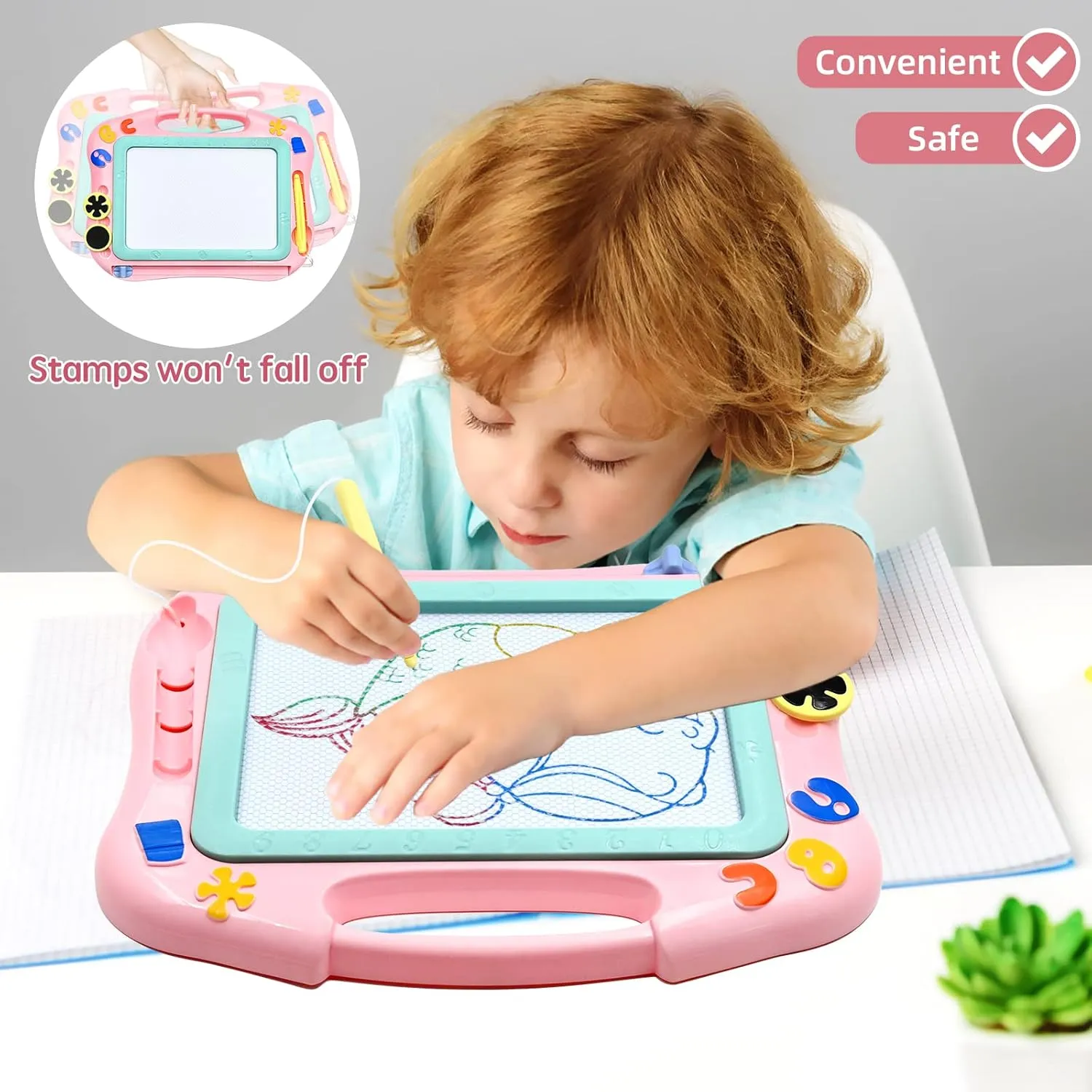 AiTuiTui Magnetic Drawing Board Toddler Toys for 3 4 5 Years Old, Travel Size Erasable Doodle Sketching Writing Pad for Kids in Car, Early Education Learning Skill Development Toddler Toys