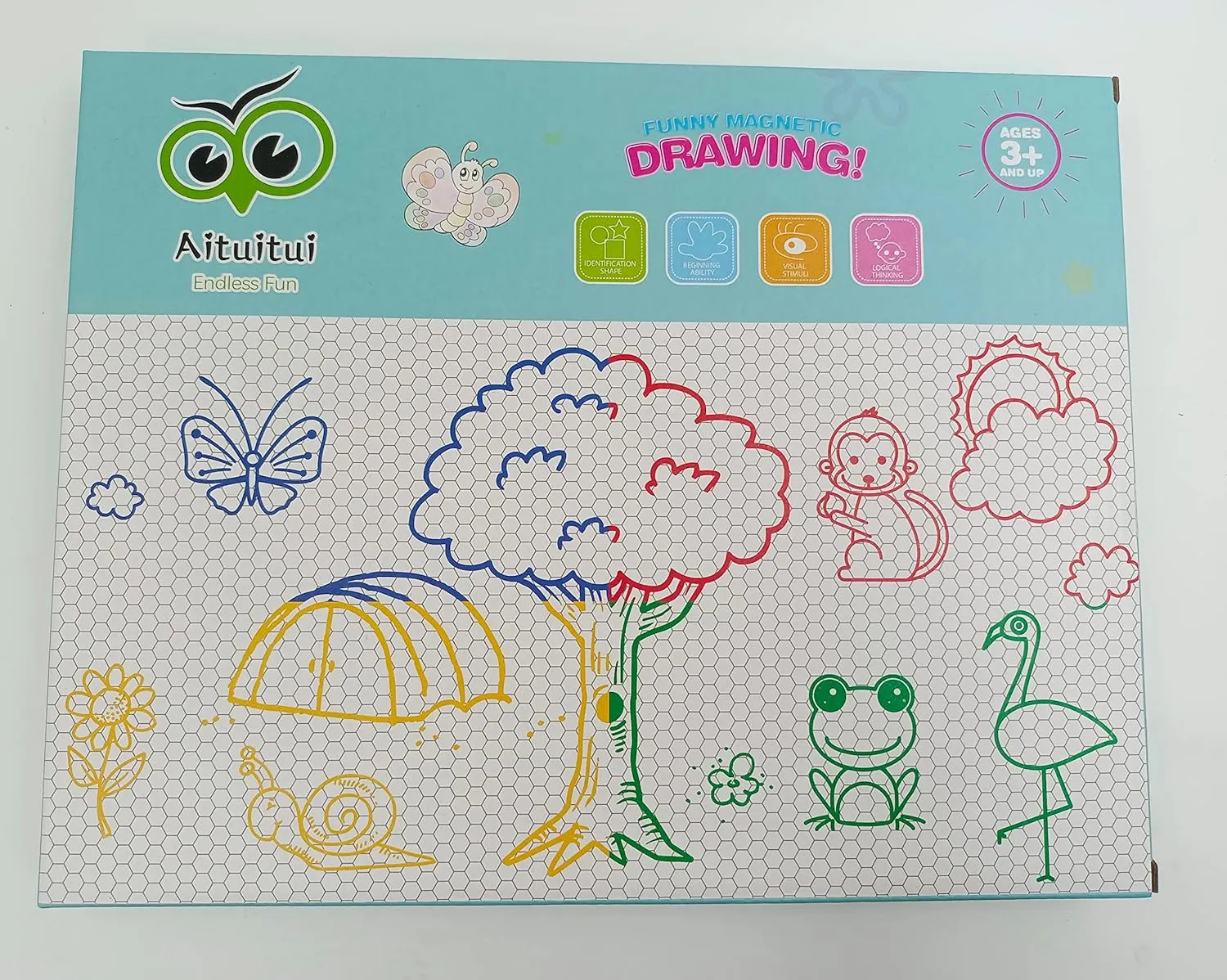 AiTuiTui Magnetic Drawing Board Toddler Toys for 3 4 5 Years Old, Travel Size Erasable Doodle Sketching Writing Pad for Kids in Car, Early Education Learning Skill Development Toddler Toys