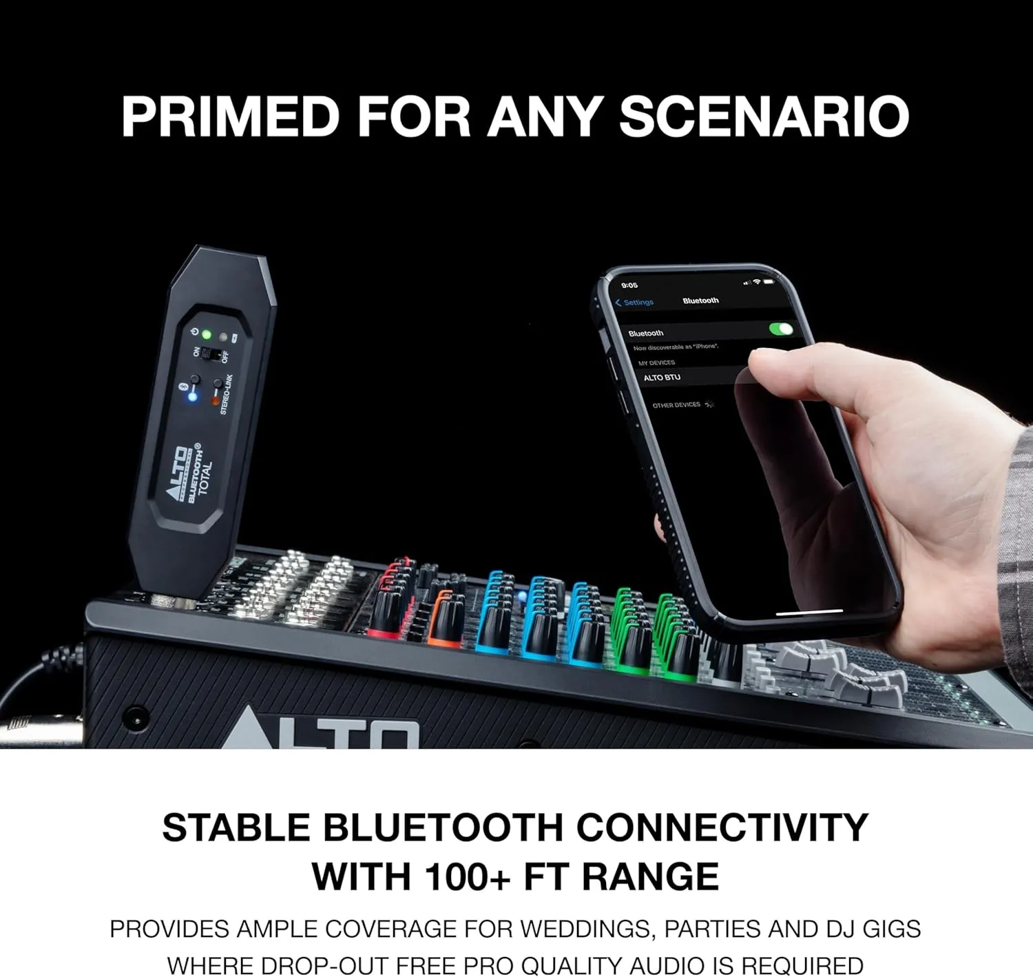 ALTO Bluetooth Total 2 - XLR Equipped Rechargeable Bluetooth Receiver For Mixing Desk / Audio Mixer Setups and Active PA systems